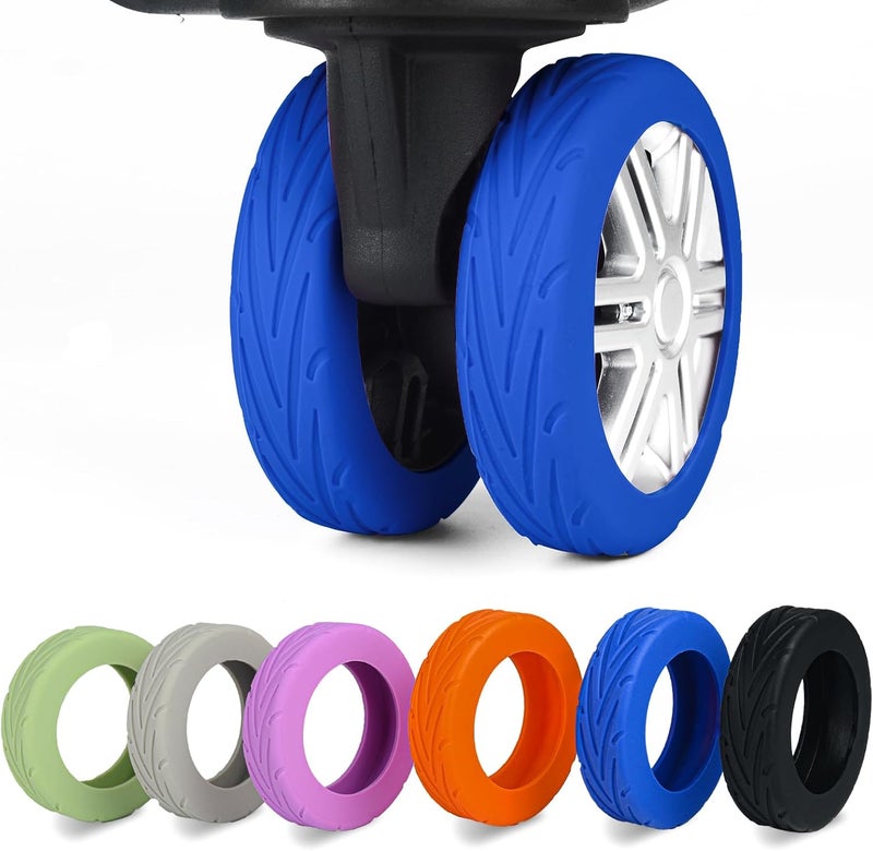 KOVNGE Upgrade Luggage Wheel Covers, 8pcs Suitcases Wheel Protector,Wear-Resistant, Anti-Noise, Silicone Protectors For 2-2.4"Luggage Spinner,Accessories for Travel (Blue) - Image 1